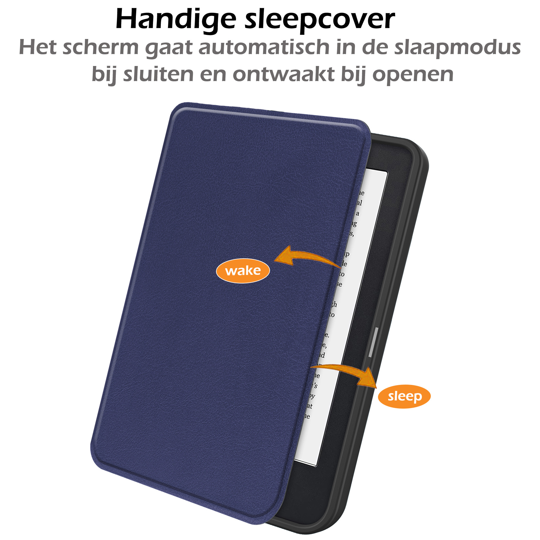 Nomfy Hoesje Geschikt voor Kobo Clara 2E Hoes Book Case - Hoes Geschikt voor Kobo Clara 2E Hoesje Book Cover Met Screenprotector - Donkerblauw