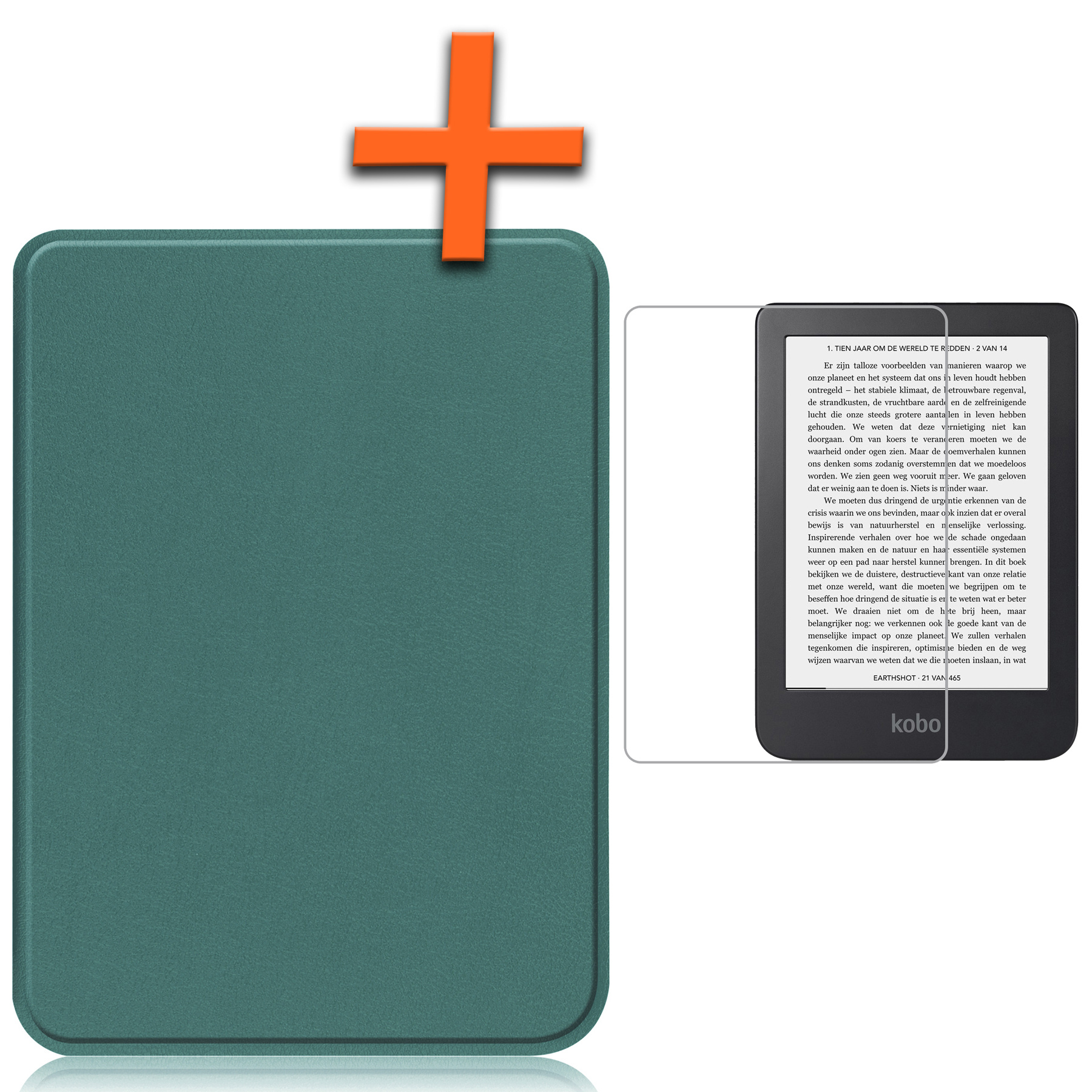 Nomfy Hoesje Geschikt voor Kobo Clara 2E Hoes Book Case - Hoes Geschikt voor Kobo Clara 2E Hoesje Book Cover Met Screenprotector - Donkergroen