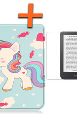 Nomfy Hoesje Geschikt voor Kobo Clara 2E Hoes Book Case - Hoes Geschikt voor Kobo Clara 2E Hoesje Book Cover Met Screenprotector - Eenhoorn
