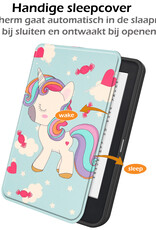Nomfy Hoesje Geschikt voor Kobo Clara 2E Hoes Book Case - Hoes Geschikt voor Kobo Clara 2E Hoesje Book Cover Met Screenprotector - Eenhoorn