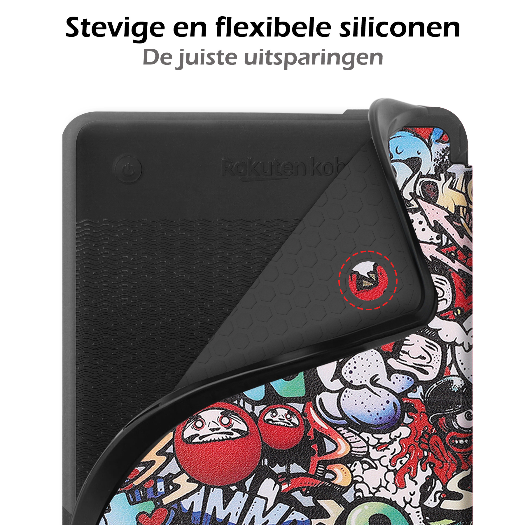 Nomfy Hoesje Geschikt voor Kobo Clara 2E Hoes Book Case - Hoes Geschikt voor Kobo Clara 2E Hoesje Book Cover Met Screenprotector - Graffity