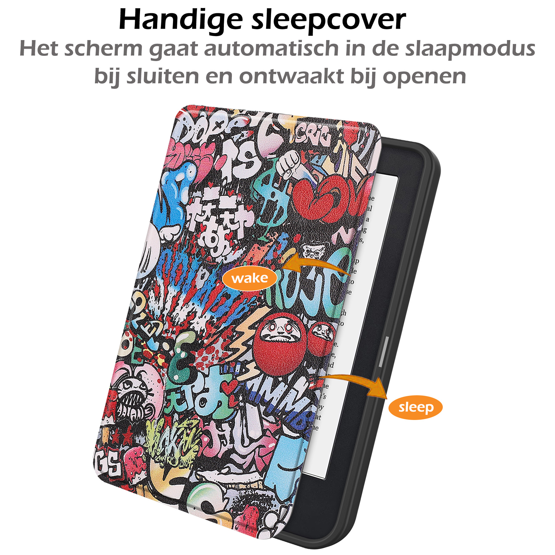 Nomfy Hoesje Geschikt voor Kobo Clara 2E Hoes Book Case - Hoes Geschikt voor Kobo Clara 2E Hoesje Book Cover Met Screenprotector - Graffity