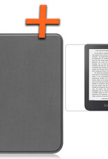 Nomfy Hoesje Geschikt voor Kobo Clara 2E Hoes Book Case - Hoes Geschikt voor Kobo Clara 2E Hoesje Book Cover Met Screenprotector - Grijs