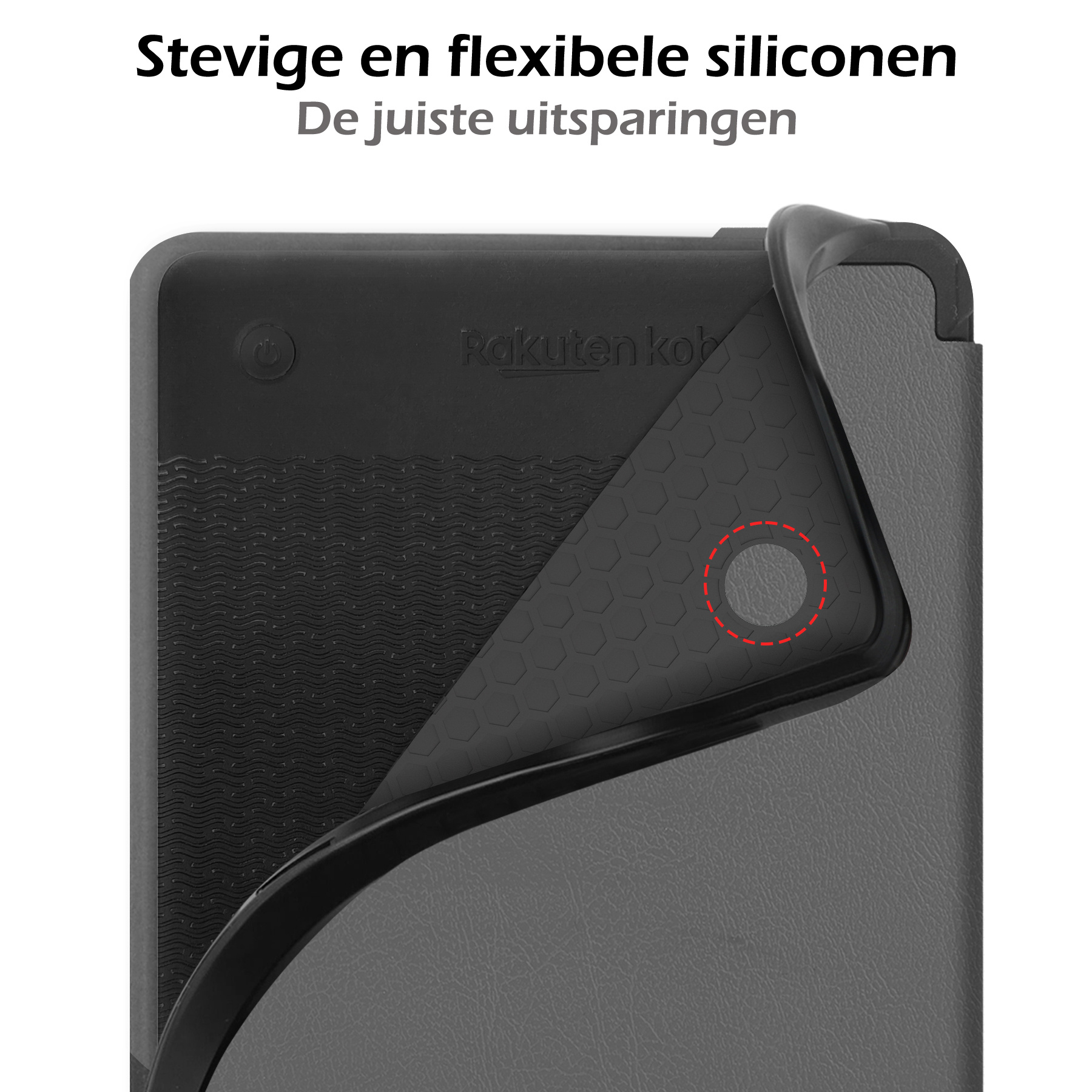 Nomfy Hoesje Geschikt voor Kobo Clara 2E Hoes Book Case - Hoes Geschikt voor Kobo Clara 2E Hoesje Book Cover Met Screenprotector - Grijs
