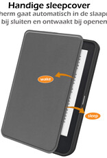 Nomfy Hoesje Geschikt voor Kobo Clara 2E Hoes Book Case - Hoes Geschikt voor Kobo Clara 2E Hoesje Book Cover Met Screenprotector - Grijs