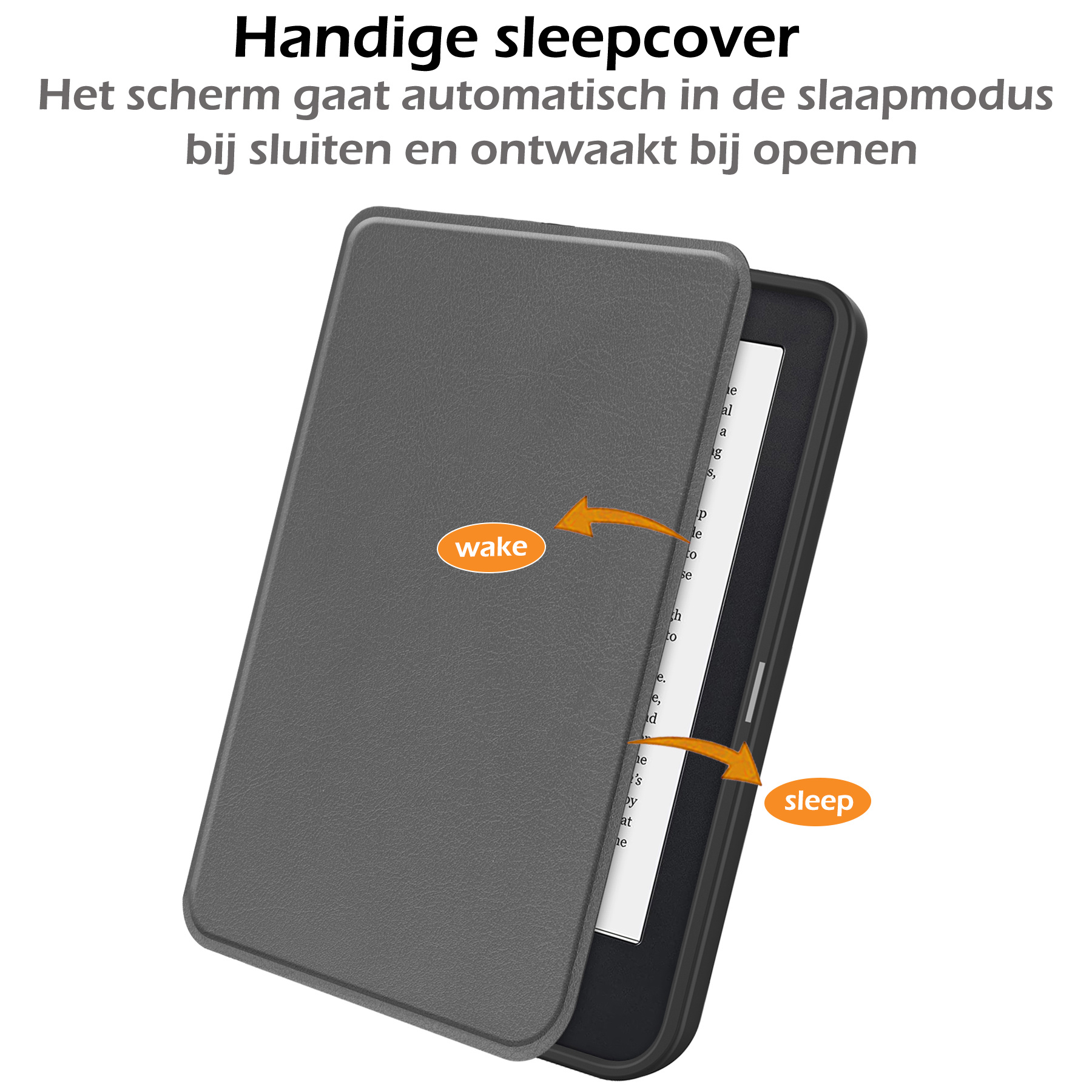 Nomfy Hoesje Geschikt voor Kobo Clara 2E Hoes Book Case - Hoes Geschikt voor Kobo Clara 2E Hoesje Book Cover Met Screenprotector - Grijs