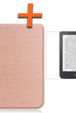 Nomfy Hoesje Geschikt voor Kobo Clara 2E Hoes Book Case - Hoes Geschikt voor Kobo Clara 2E Hoesje Book Cover Met Screenprotector - Rosé Goud