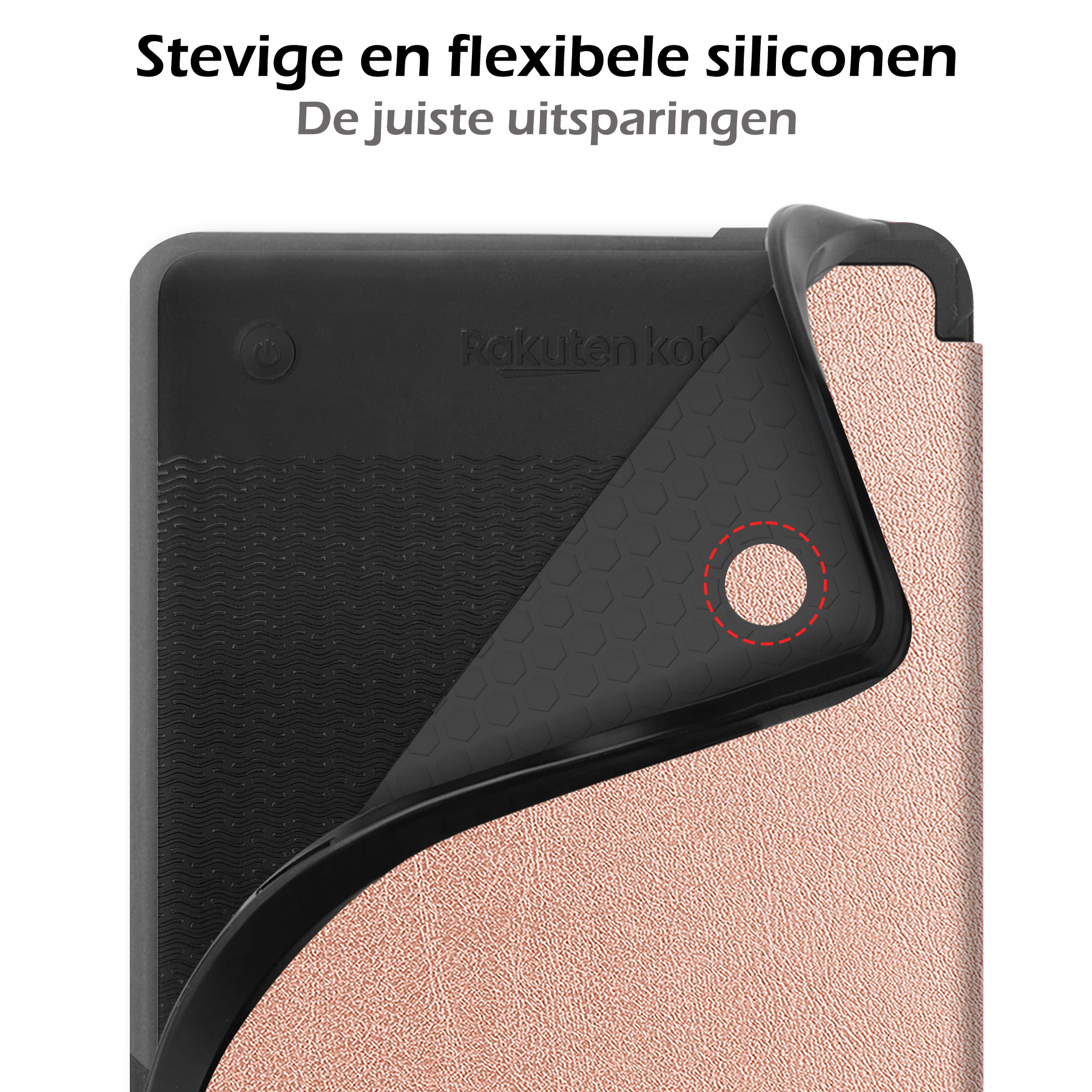 Nomfy Hoesje Geschikt voor Kobo Clara 2E Hoes Book Case - Hoes Geschikt voor Kobo Clara 2E Hoesje Book Cover Met Screenprotector - Rosé Goud