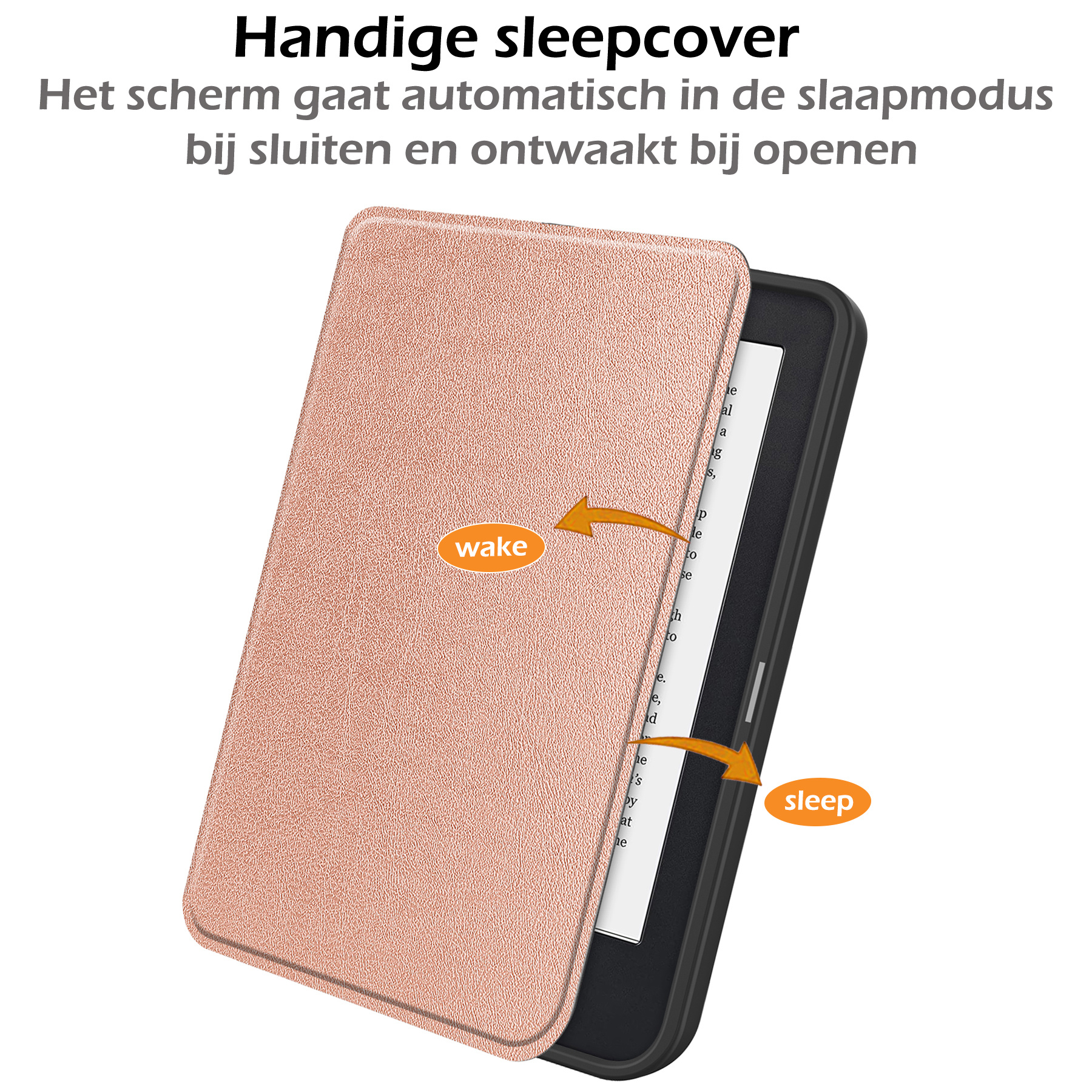 Nomfy Hoesje Geschikt voor Kobo Clara 2E Hoes Book Case - Hoes Geschikt voor Kobo Clara 2E Hoesje Book Cover Met Screenprotector - Rosé Goud