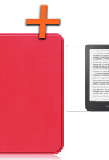 Nomfy Hoesje Geschikt voor Kobo Clara 2E Hoes Book Case - Hoes Geschikt voor Kobo Clara 2E Hoesje Book Cover Met Screenprotector - Rood