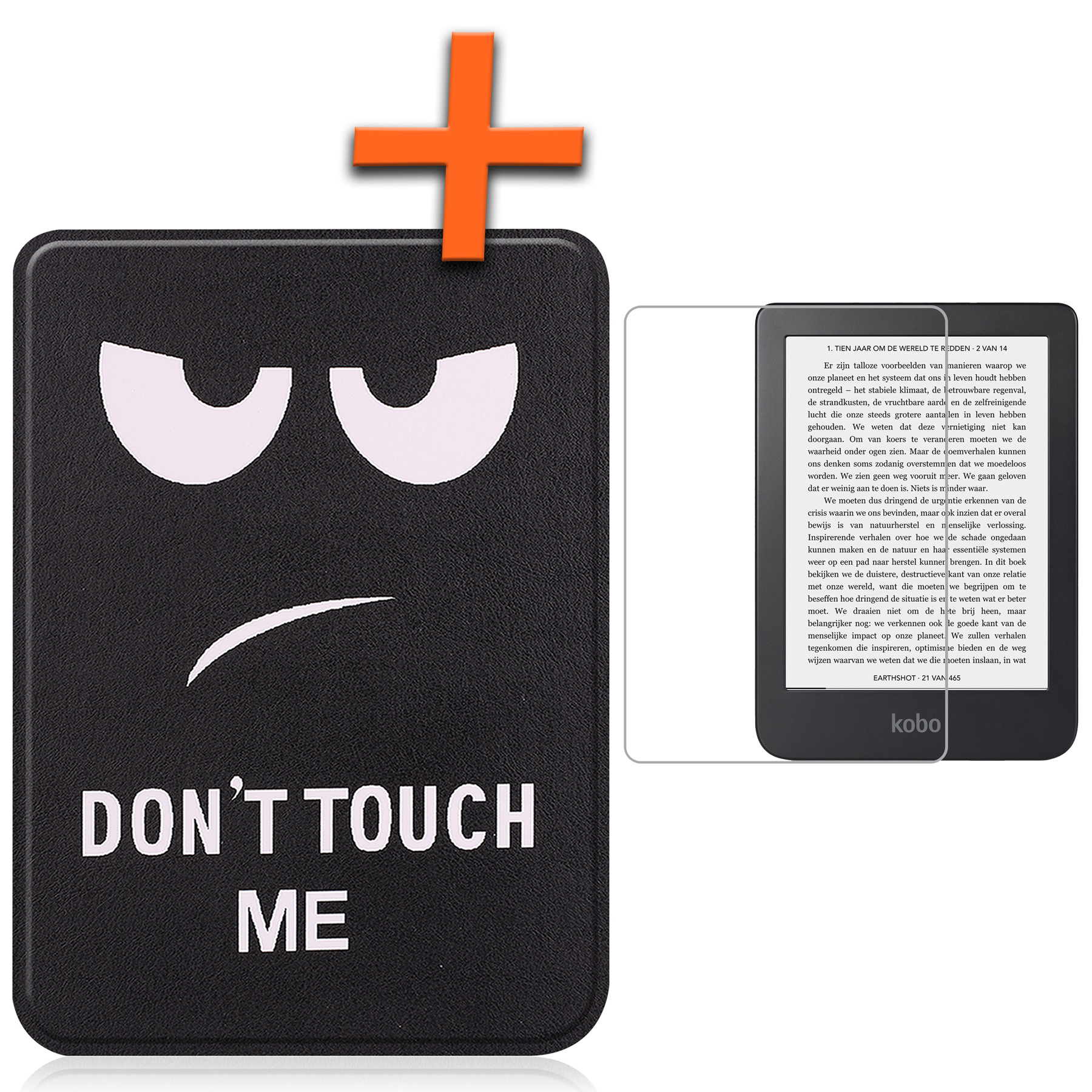 Nomfy Hoesje Geschikt voor Kobo Clara 2E Hoes Book Case - Hoes Geschikt voor Kobo Clara 2E Hoesje Book Cover Met Screenprotector - Don't Touch Me