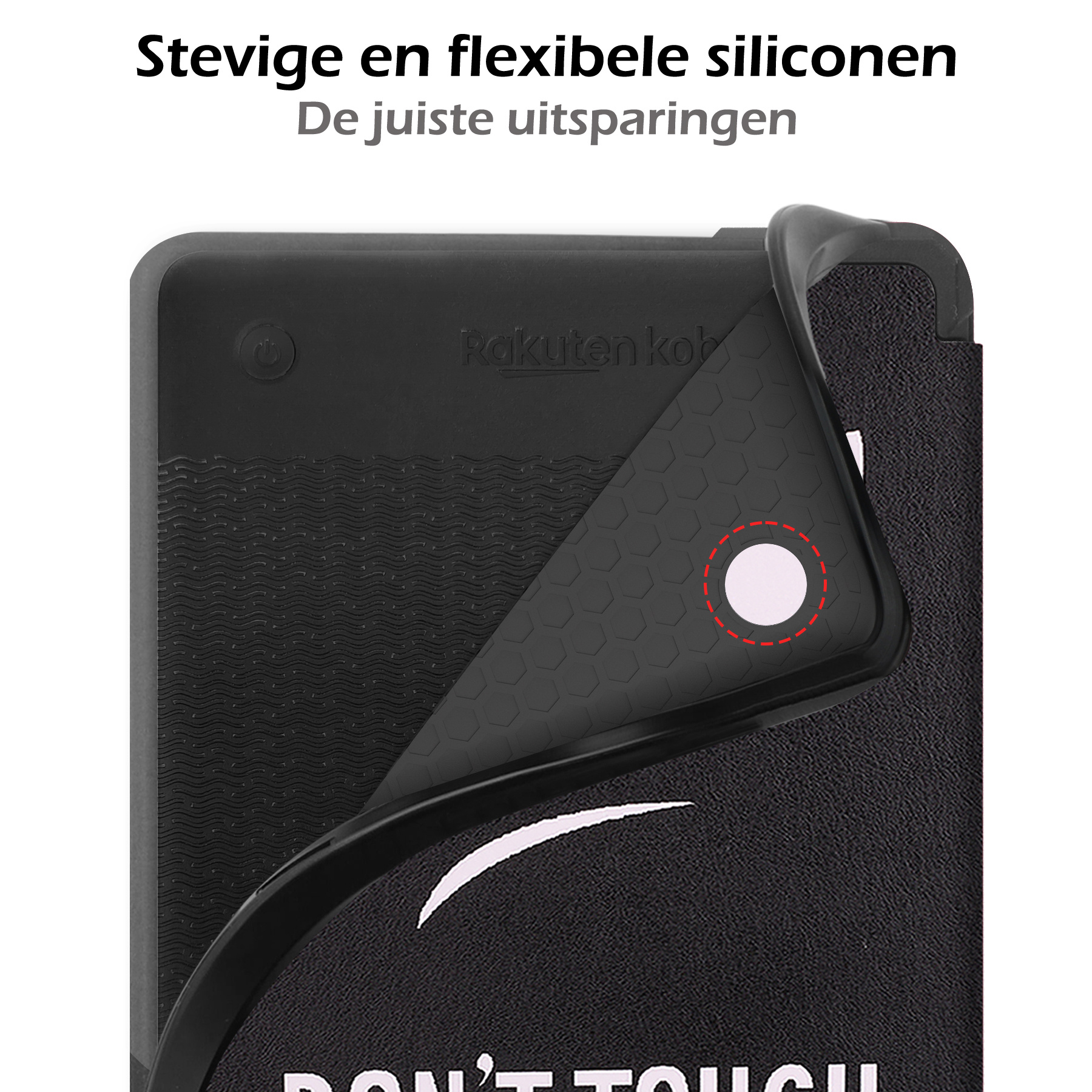 Nomfy Hoesje Geschikt voor Kobo Clara 2E Hoes Book Case - Hoes Geschikt voor Kobo Clara 2E Hoesje Book Cover Met Screenprotector - Don't Touch Me