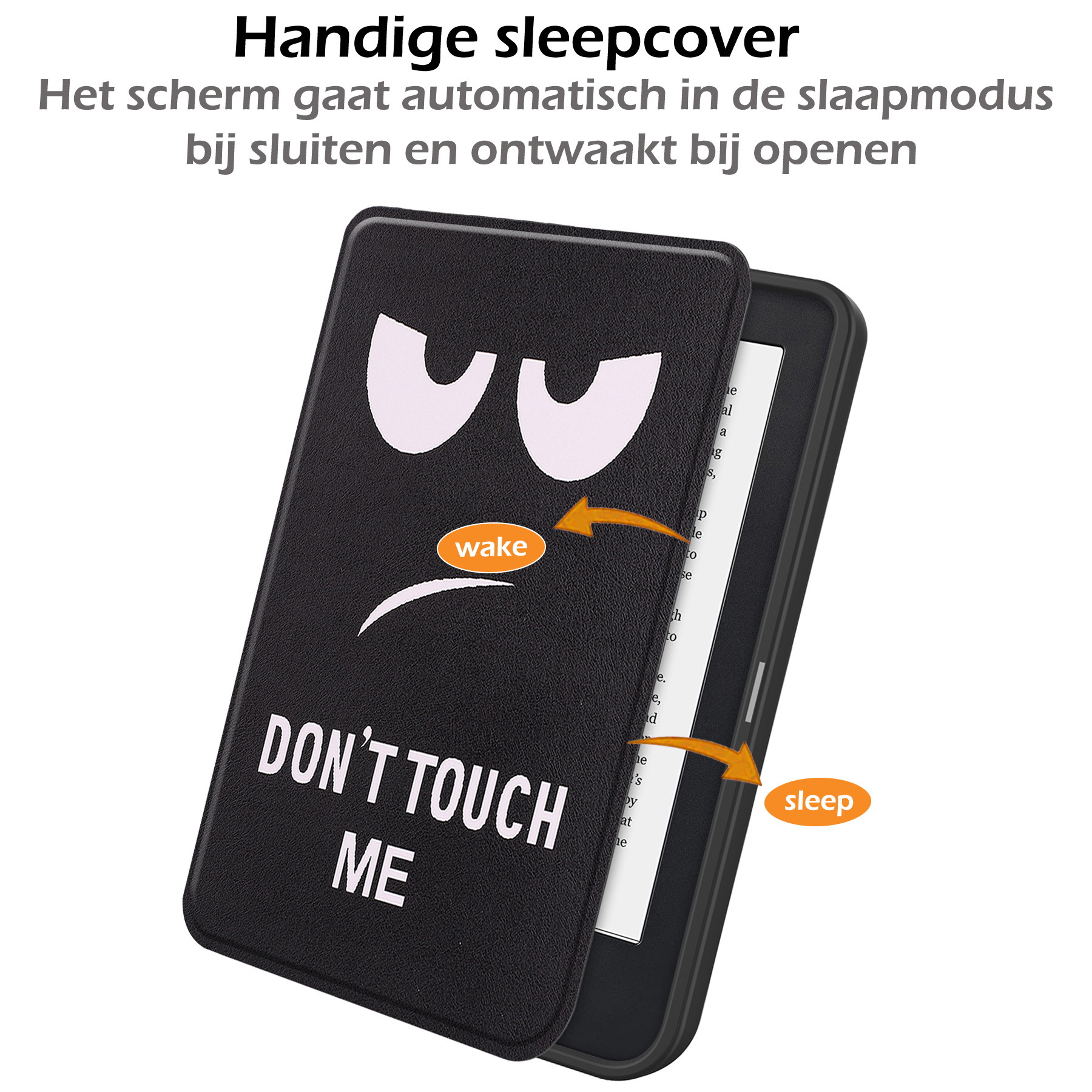 Nomfy Hoesje Geschikt voor Kobo Clara 2E Hoes Book Case - Hoes Geschikt voor Kobo Clara 2E Hoesje Book Cover Met Screenprotector - Don't Touch Me