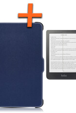 Nomfy Hoesje Geschikt voor Kobo Clara HD Hoes Book Case - Hoes Geschikt voor Kobo Clara HD Hoesje Book Cover Met Screenprotector - Donkerblauw
