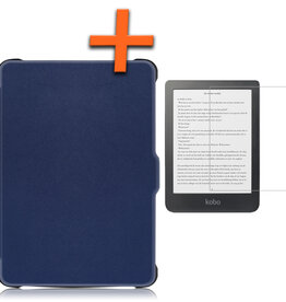 Nomfy Nomfy Kobo Clara HD Hoesje Met Screenprotector - Donkerblauw