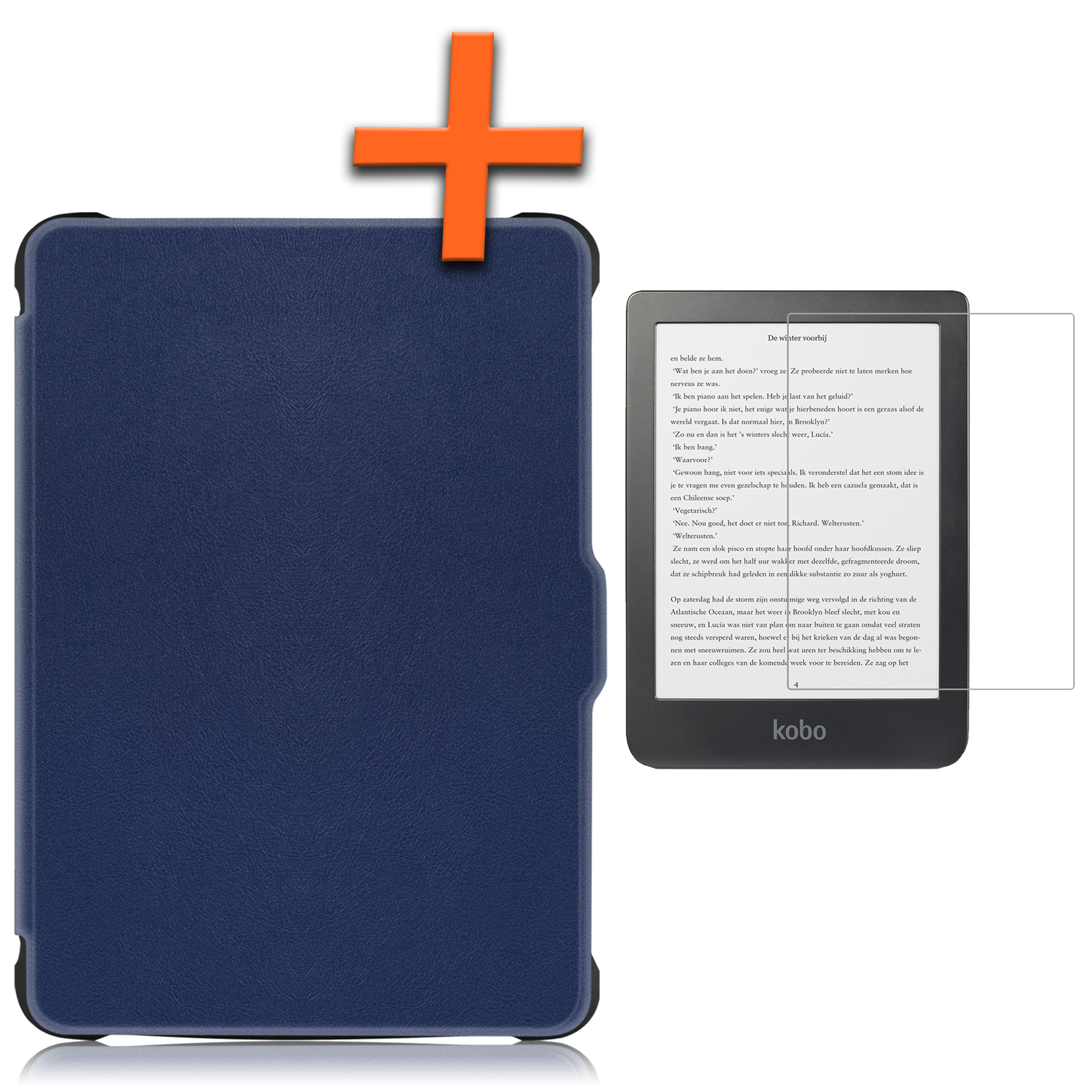 Nomfy Hoesje Geschikt voor Kobo Clara HD Hoes Book Case - Hoes Geschikt voor Kobo Clara HD Hoesje Book Cover Met Screenprotector - Donkerblauw