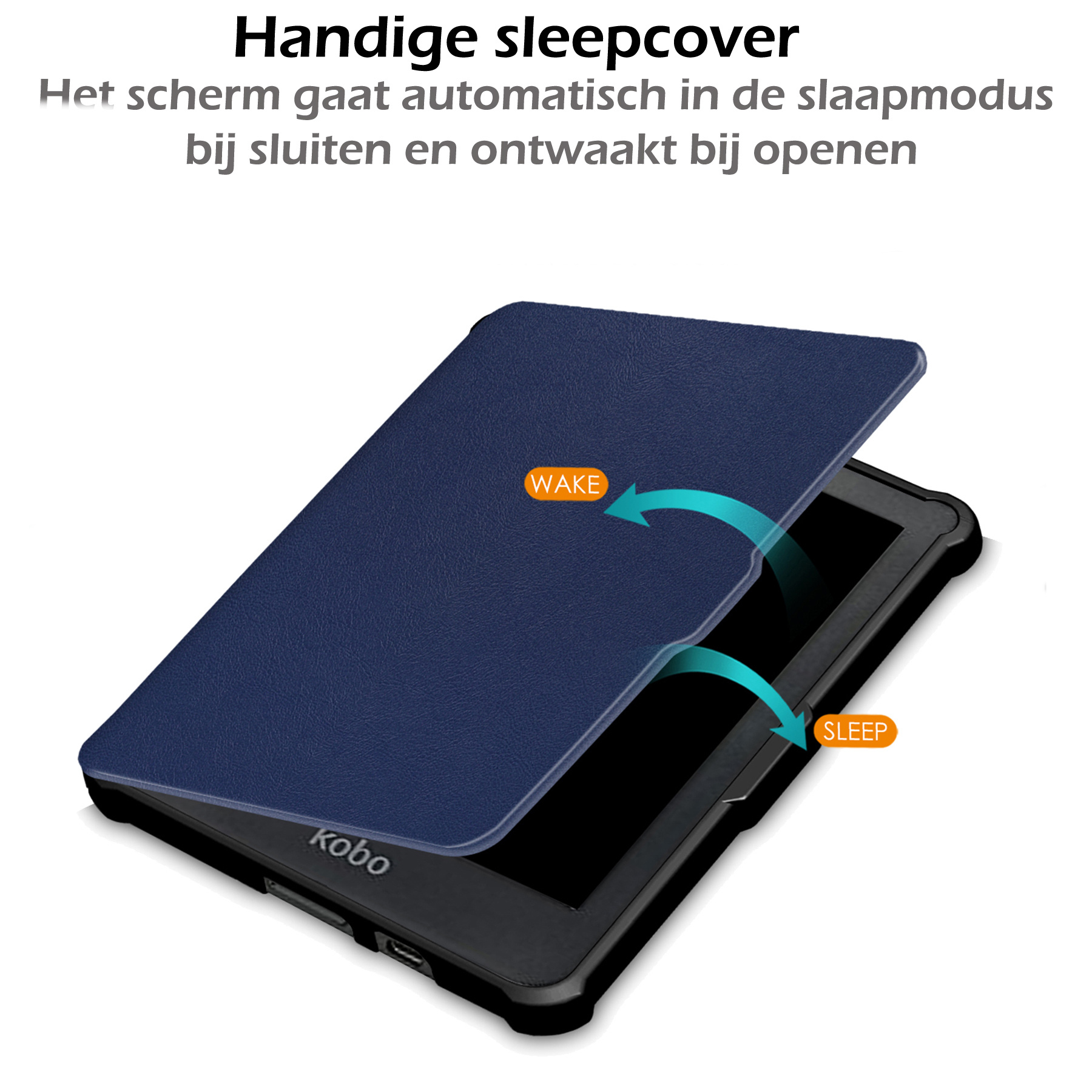 Nomfy Hoesje Geschikt voor Kobo Clara HD Hoes Book Case - Hoes Geschikt voor Kobo Clara HD Hoesje Book Cover Met Screenprotector - Donkerblauw