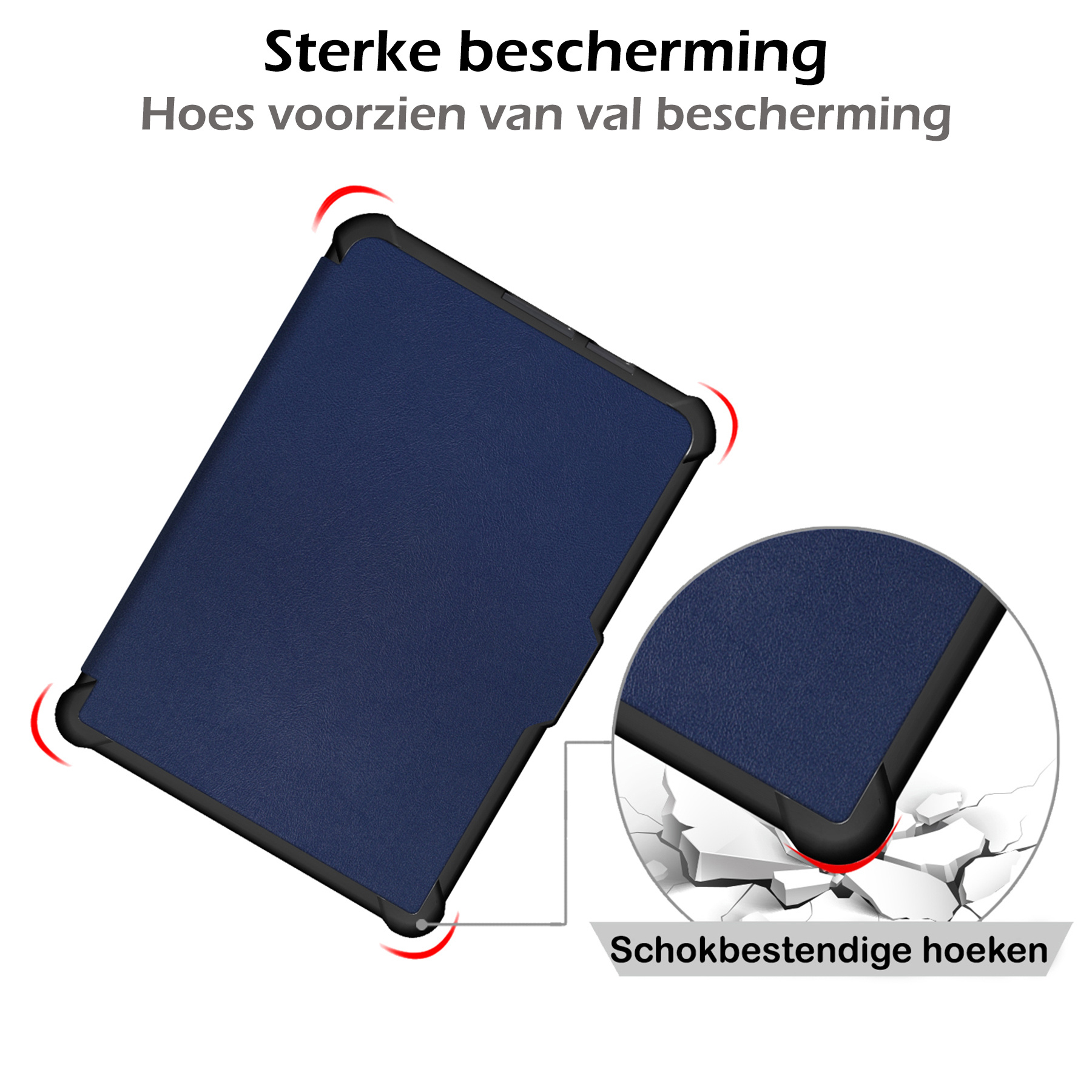 Nomfy Hoesje Geschikt voor Kobo Clara HD Hoes Book Case - Hoes Geschikt voor Kobo Clara HD Hoesje Book Cover Met Screenprotector - Donkerblauw