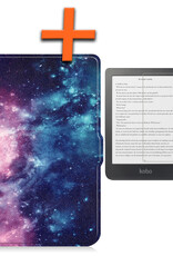 Nomfy Hoesje Geschikt voor Kobo Clara HD Hoes Book Case - Hoes Geschikt voor Kobo Clara HD Hoesje Book Cover Met Screenprotector - Galaxy