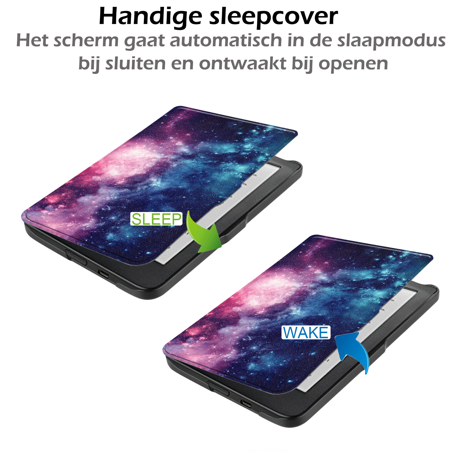 Nomfy Hoesje Geschikt voor Kobo Clara HD Hoes Book Case - Hoes Geschikt voor Kobo Clara HD Hoesje Book Cover Met Screenprotector - Galaxy