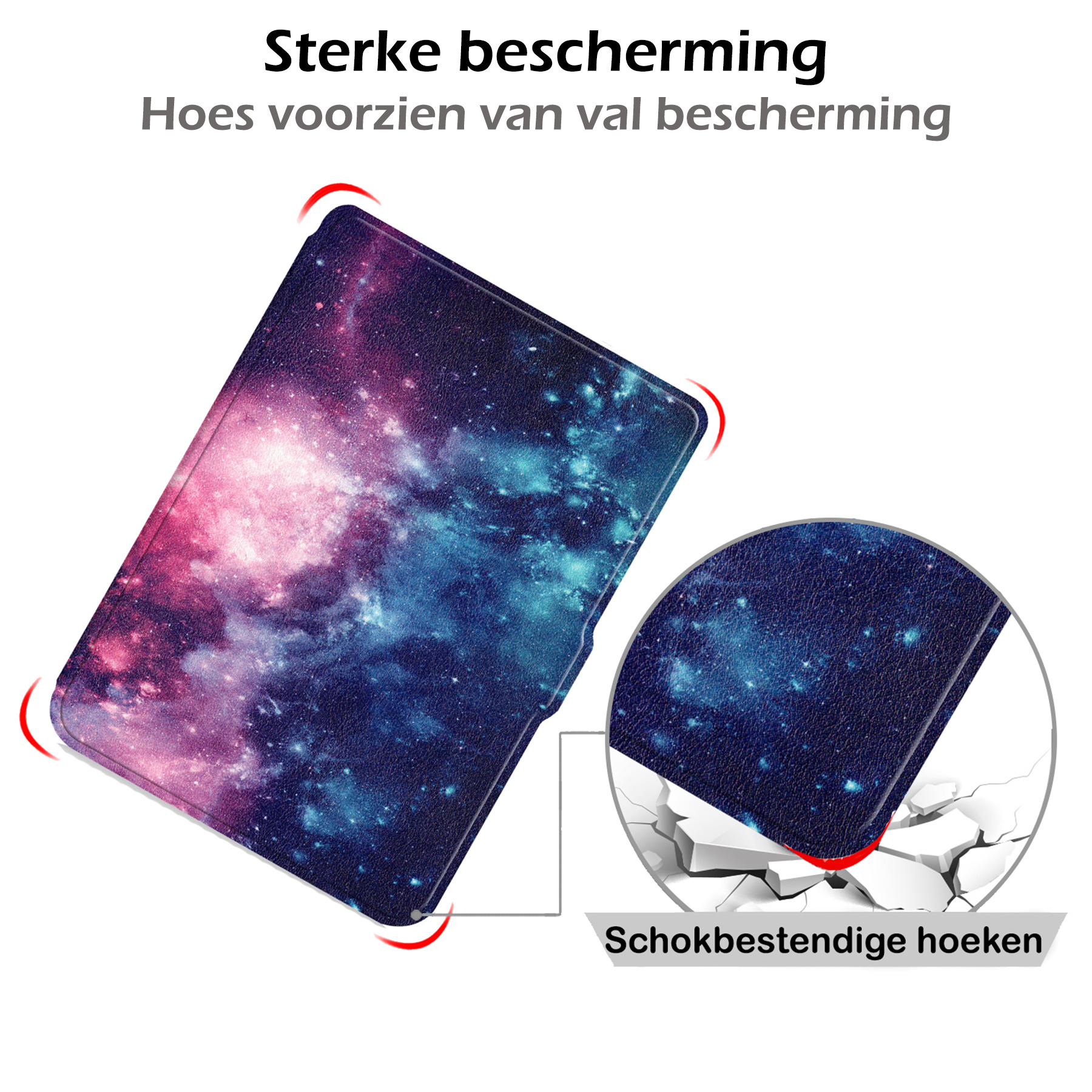Nomfy Hoesje Geschikt voor Kobo Clara HD Hoes Book Case - Hoes Geschikt voor Kobo Clara HD Hoesje Book Cover Met Screenprotector - Galaxy