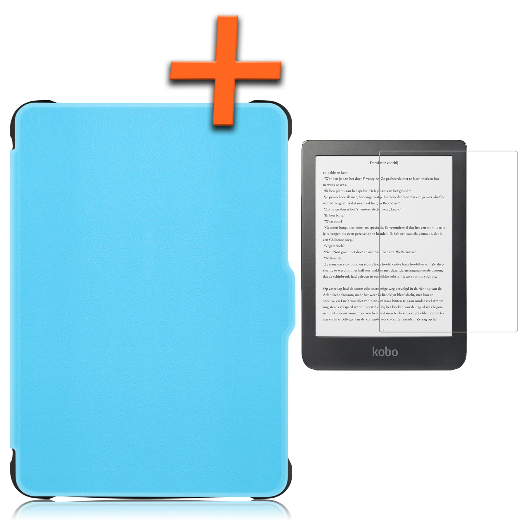Nomfy Hoesje Geschikt voor Kobo Clara HD Hoes Book Case - Hoes Geschikt voor Kobo Clara HD Hoesje Book Cover Met Screenprotector - Lichtblauw