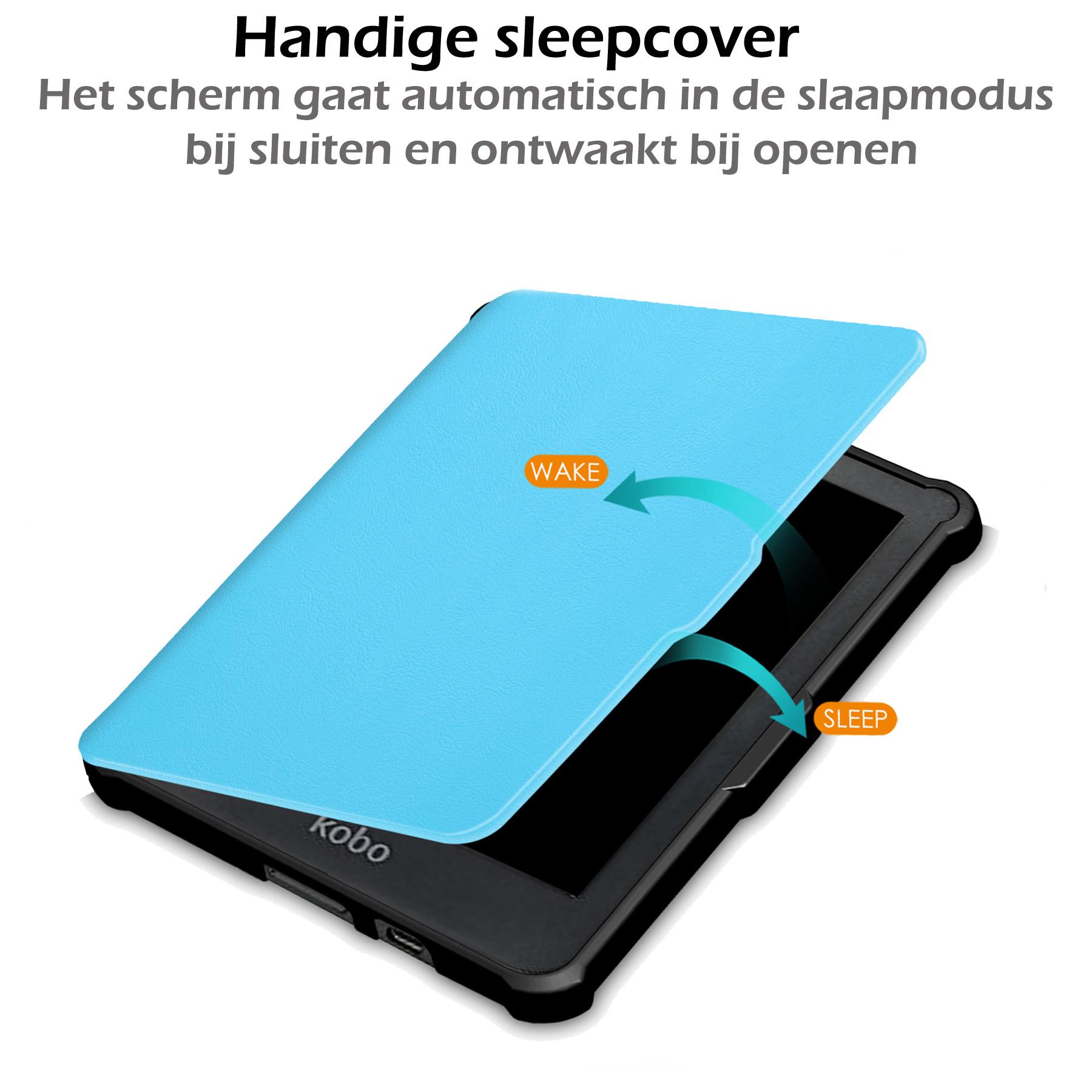 Nomfy Hoesje Geschikt voor Kobo Clara HD Hoes Book Case - Hoes Geschikt voor Kobo Clara HD Hoesje Book Cover Met Screenprotector - Lichtblauw