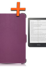 Nomfy Hoesje Geschikt voor Kobo Clara HD Hoes Book Case - Hoes Geschikt voor Kobo Clara HD Hoesje Book Cover Met Screenprotector - Paars