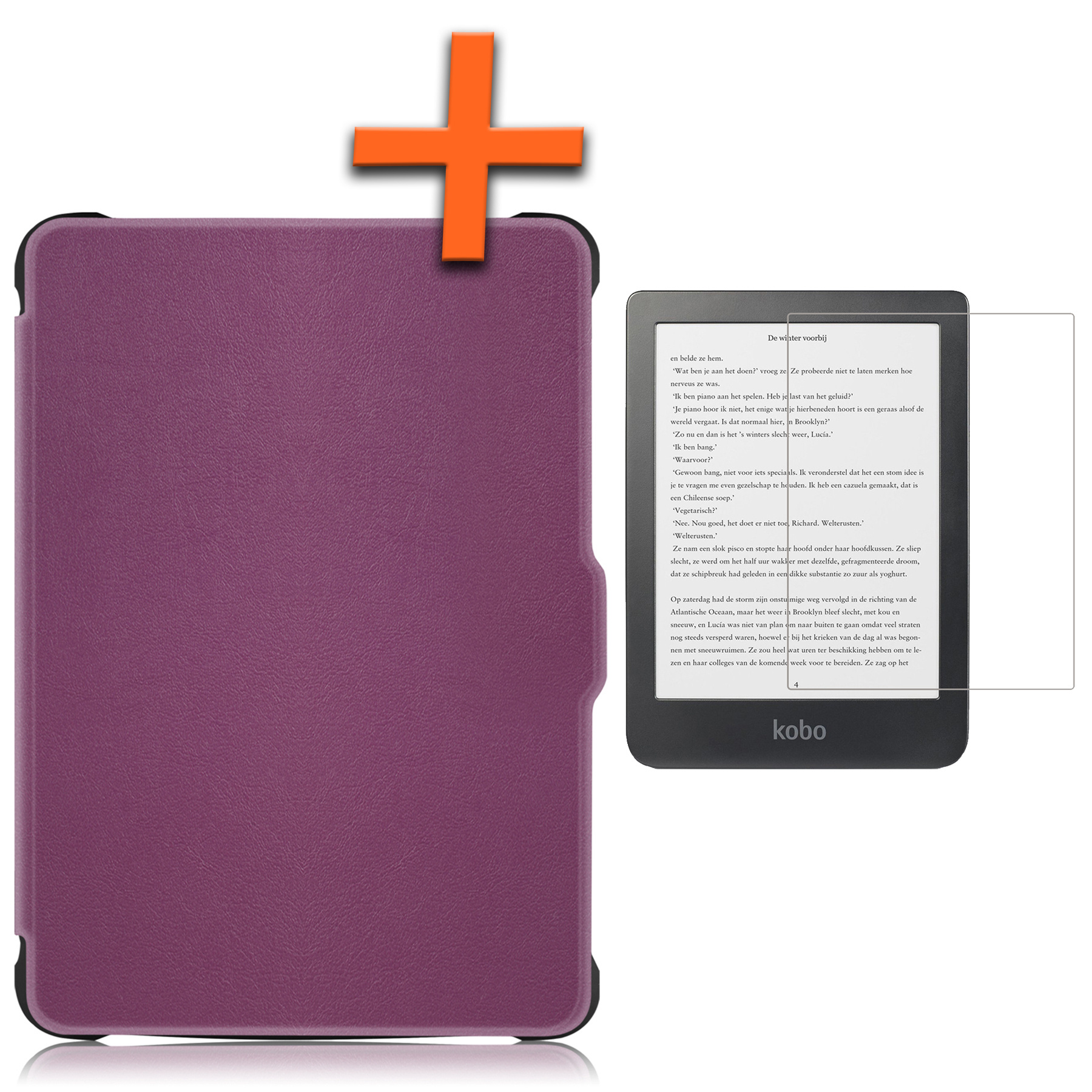 Nomfy Hoesje Geschikt voor Kobo Clara HD Hoes Book Case - Hoes Geschikt voor Kobo Clara HD Hoesje Book Cover Met Screenprotector - Paars