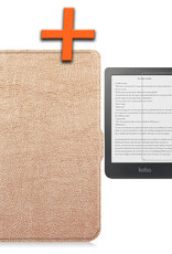 Nomfy Hoesje Geschikt voor Kobo Clara HD Hoes Book Case - Hoes Geschikt voor Kobo Clara HD Hoesje Book Cover Met Screenprotector - Rosé Goud