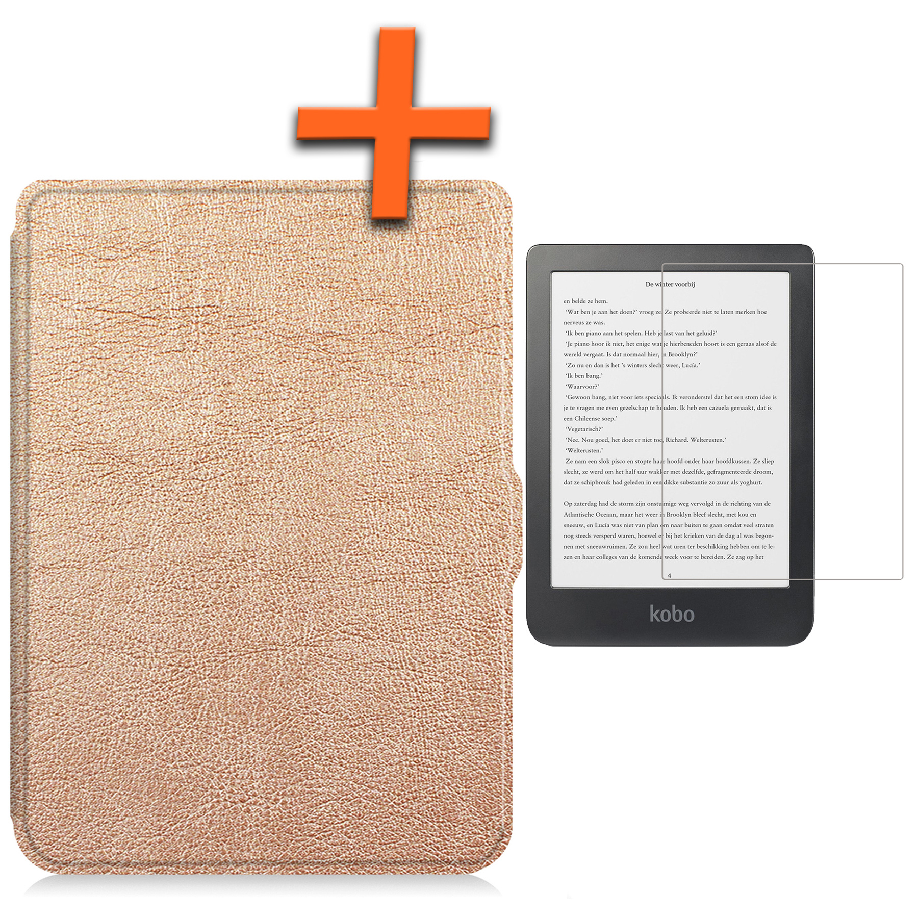 Nomfy Hoesje Geschikt voor Kobo Clara HD Hoes Book Case - Hoes Geschikt voor Kobo Clara HD Hoesje Book Cover Met Screenprotector - Rosé Goud
