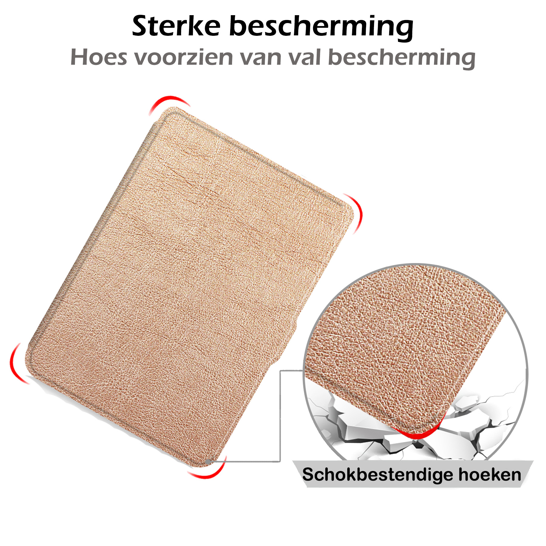 Nomfy Hoesje Geschikt voor Kobo Clara HD Hoes Book Case - Hoes Geschikt voor Kobo Clara HD Hoesje Book Cover Met Screenprotector - Rosé Goud