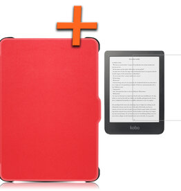 Nomfy Nomfy Kobo Clara HD Hoesje Met Screenprotector - Rood