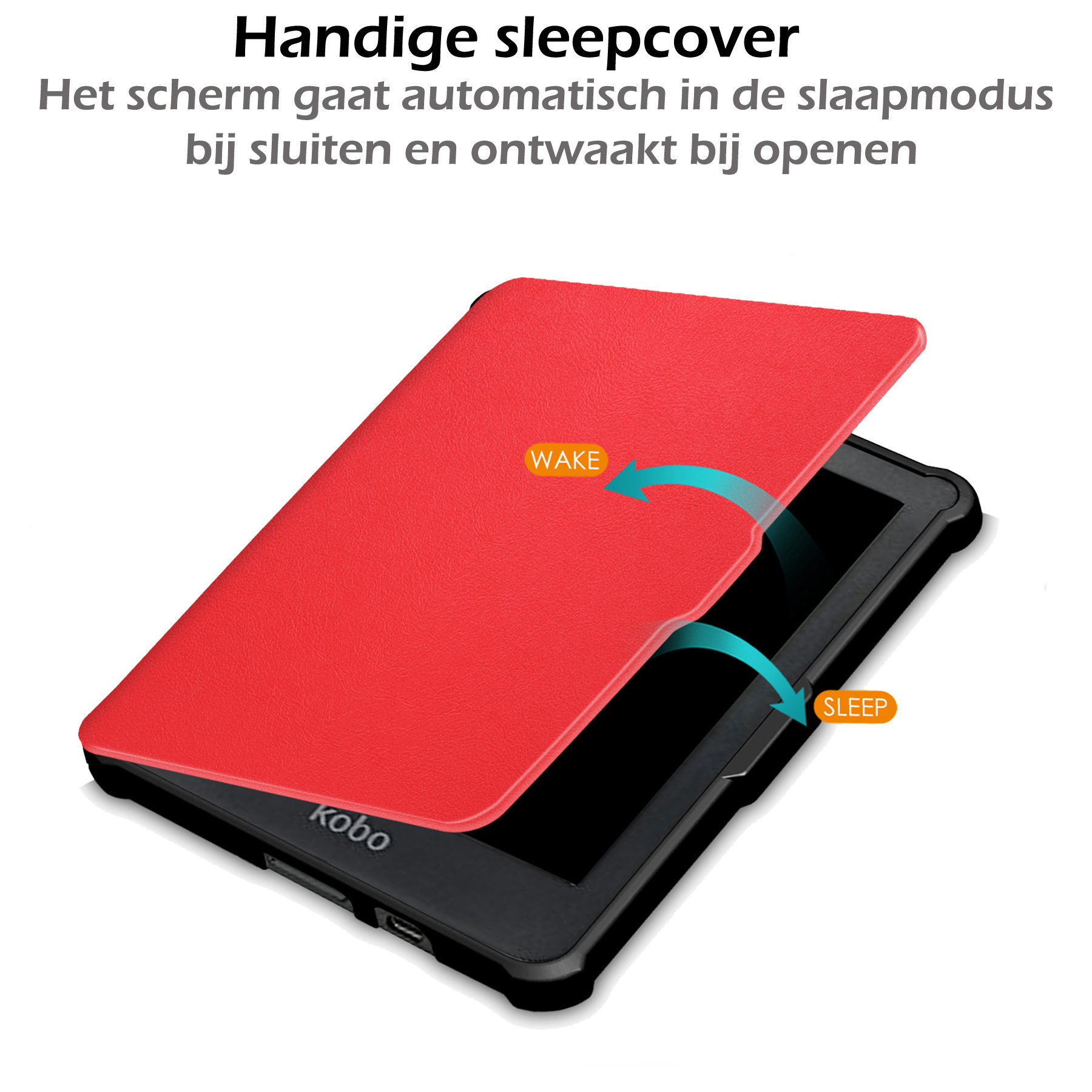 Nomfy Hoesje Geschikt voor Kobo Clara HD Hoes Book Case - Hoes Geschikt voor Kobo Clara HD Hoesje Book Cover Met Screenprotector - Rood