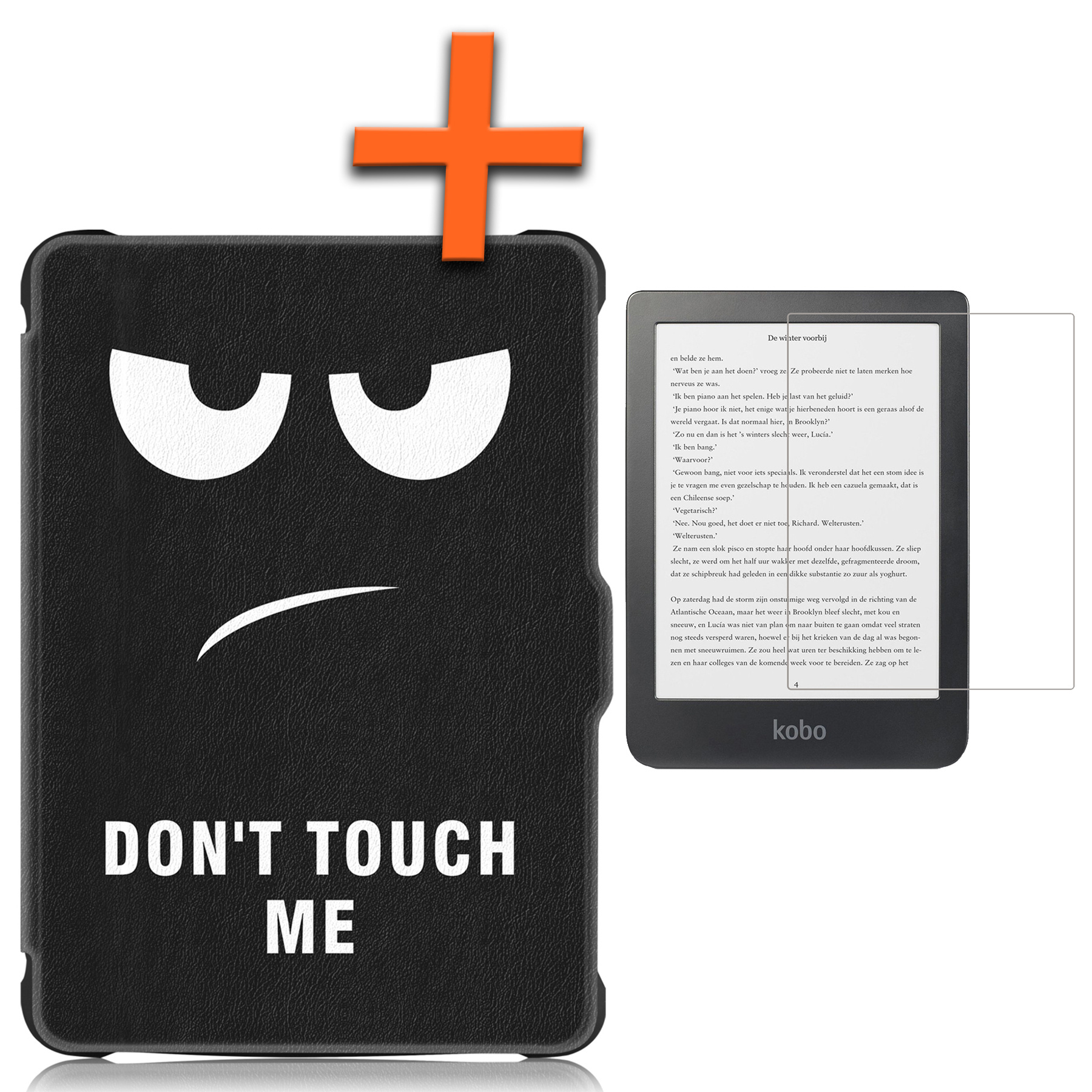 Nomfy Hoesje Geschikt voor Kobo Clara HD Hoes Book Case - Hoes Geschikt voor Kobo Clara HD Hoesje Book Cover Met Screenprotector - Don't Touch Me