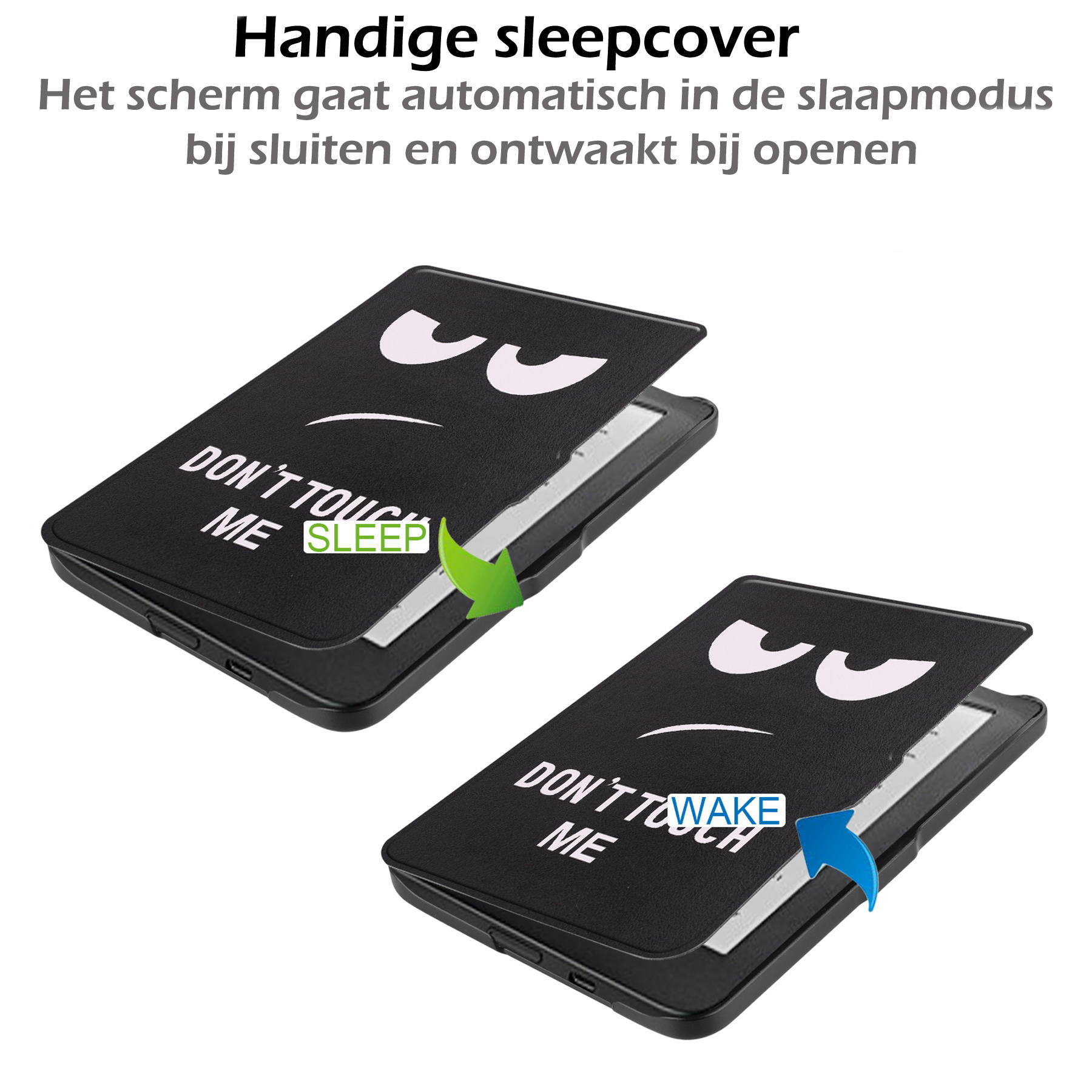 Nomfy Hoesje Geschikt voor Kobo Clara HD Hoes Book Case - Hoes Geschikt voor Kobo Clara HD Hoesje Book Cover Met Screenprotector - Don't Touch Me