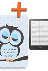 Nomfy Hoesje Geschikt voor Kobo Clara HD Hoes Book Case - Hoes Geschikt voor Kobo Clara HD Hoesje Book Cover Met Screenprotector - Uil