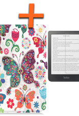 Nomfy Hoesje Geschikt voor Kobo Clara HD Hoes Book Case - Hoes Geschikt voor Kobo Clara HD Hoesje Book Cover Met Screenprotector - Vlinders