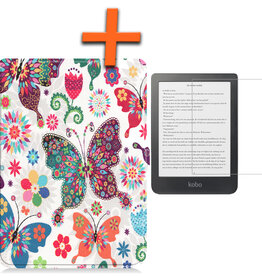 Nomfy Nomfy Kobo Clara HD Hoesje Met Screenprotector - Vlinders