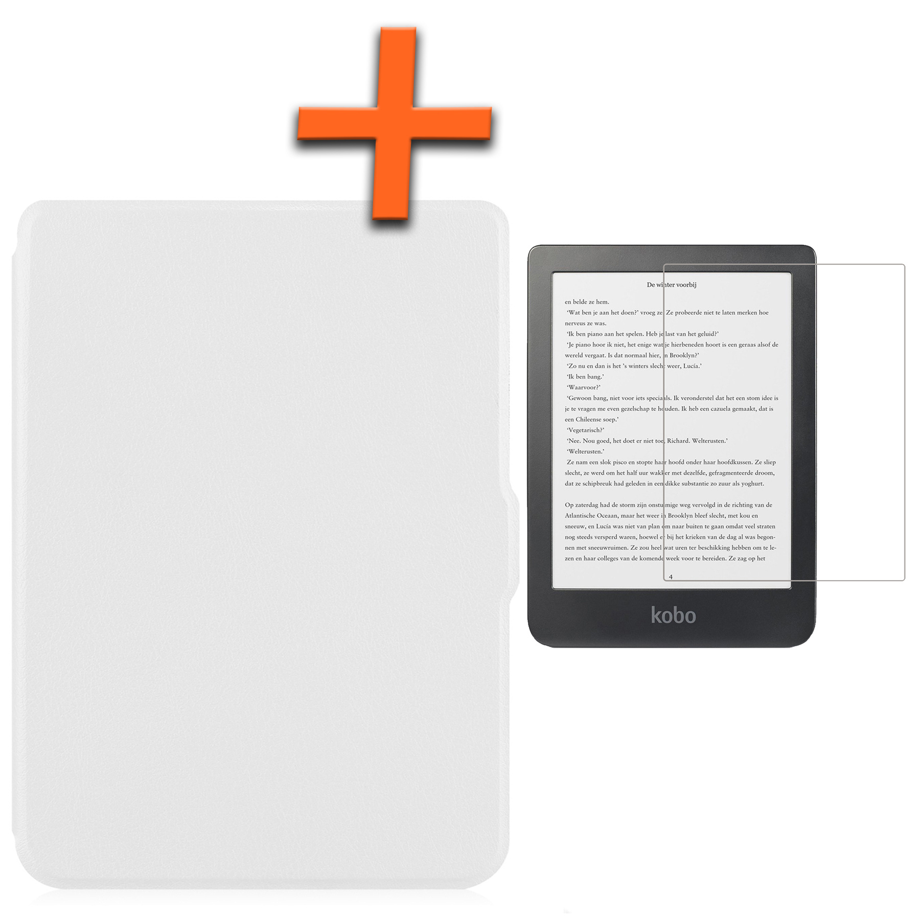Nomfy Hoesje Geschikt voor Kobo Clara HD Hoes Book Case - Hoes Geschikt voor Kobo Clara HD Hoesje Book Cover Met Screenprotector - Wit