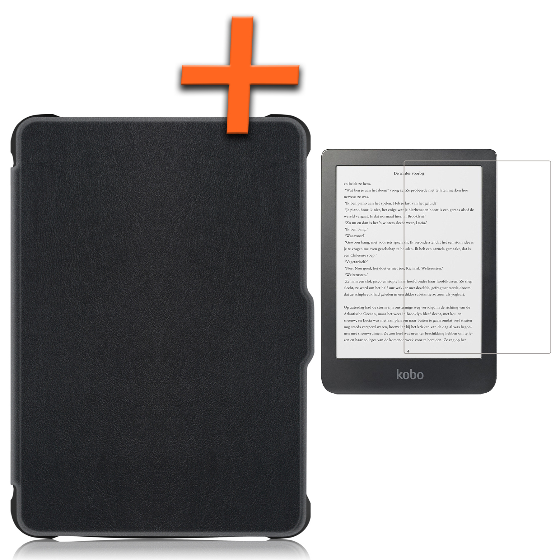 Nomfy Hoesje Geschikt voor Kobo Clara HD Hoes Book Case - Hoes Geschikt voor Kobo Clara HD Hoesje Book Cover Met Screenprotector - Zwart