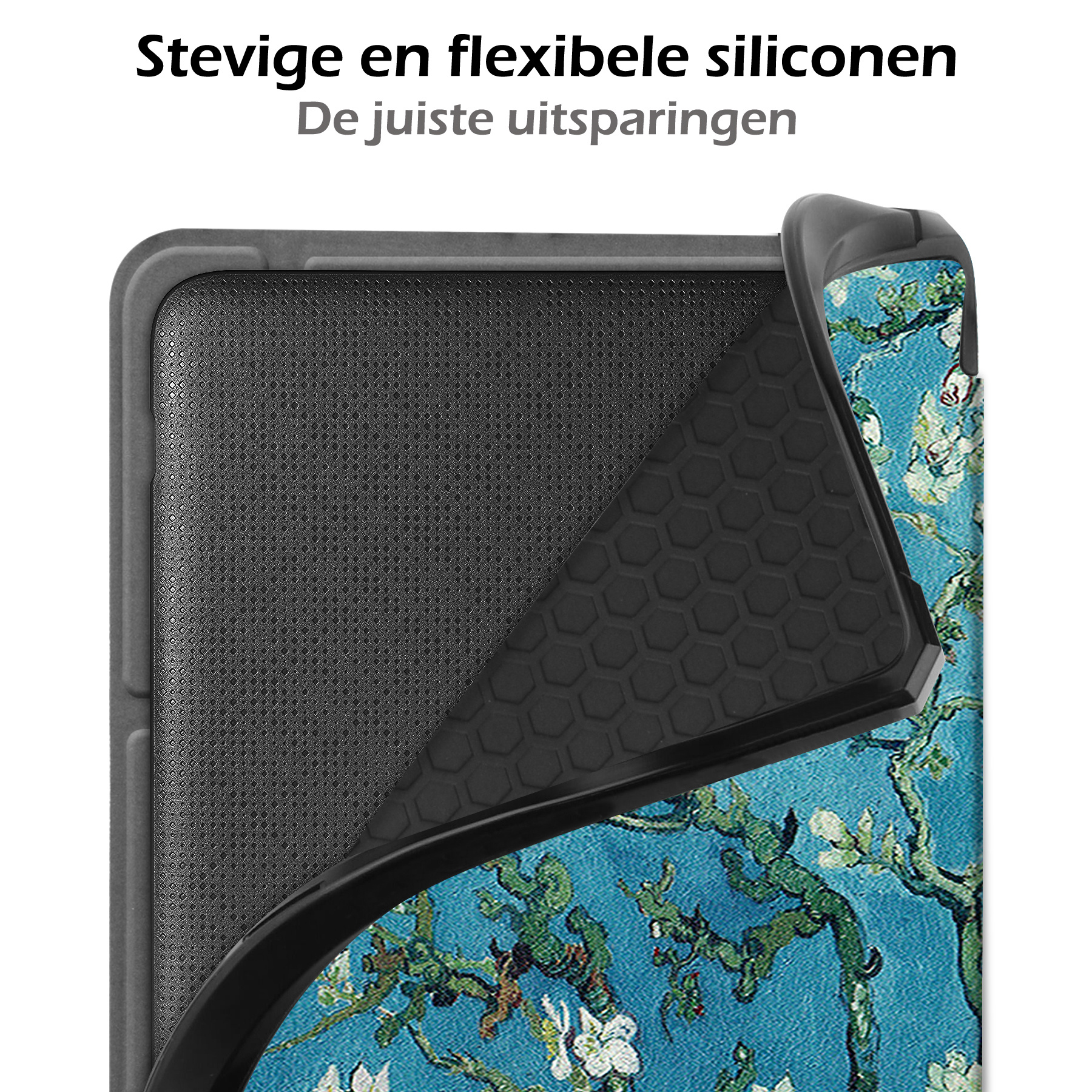 Nomfy Hoesje Geschikt voor Kobo Libra 2 Hoes Book Case - Hoes Geschikt voor Kobo Libra 2 Hoesje Book Cover Met Screenprotector - Bloesem
