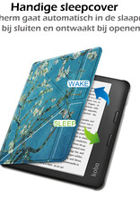 Nomfy Hoesje Geschikt voor Kobo Libra 2 Hoes Book Case - Hoes Geschikt voor Kobo Libra 2 Hoesje Book Cover Met Screenprotector - Bloesem