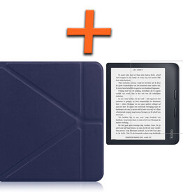 Nomfy Nomfy Kobo Libra 2 Hoesje Met Screenprotector - Donkerblauw