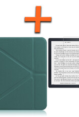 Nomfy Hoesje Geschikt voor Kobo Libra 2 Hoes Book Case - Hoes Geschikt voor Kobo Libra 2 Hoesje Book Cover Met Screenprotector - Donkergroen