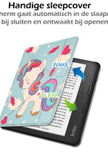Nomfy Hoesje Geschikt voor Kobo Libra 2 Hoes Book Case - Hoes Geschikt voor Kobo Libra 2 Hoesje Book Cover Met Screenprotector - Eenhoorn