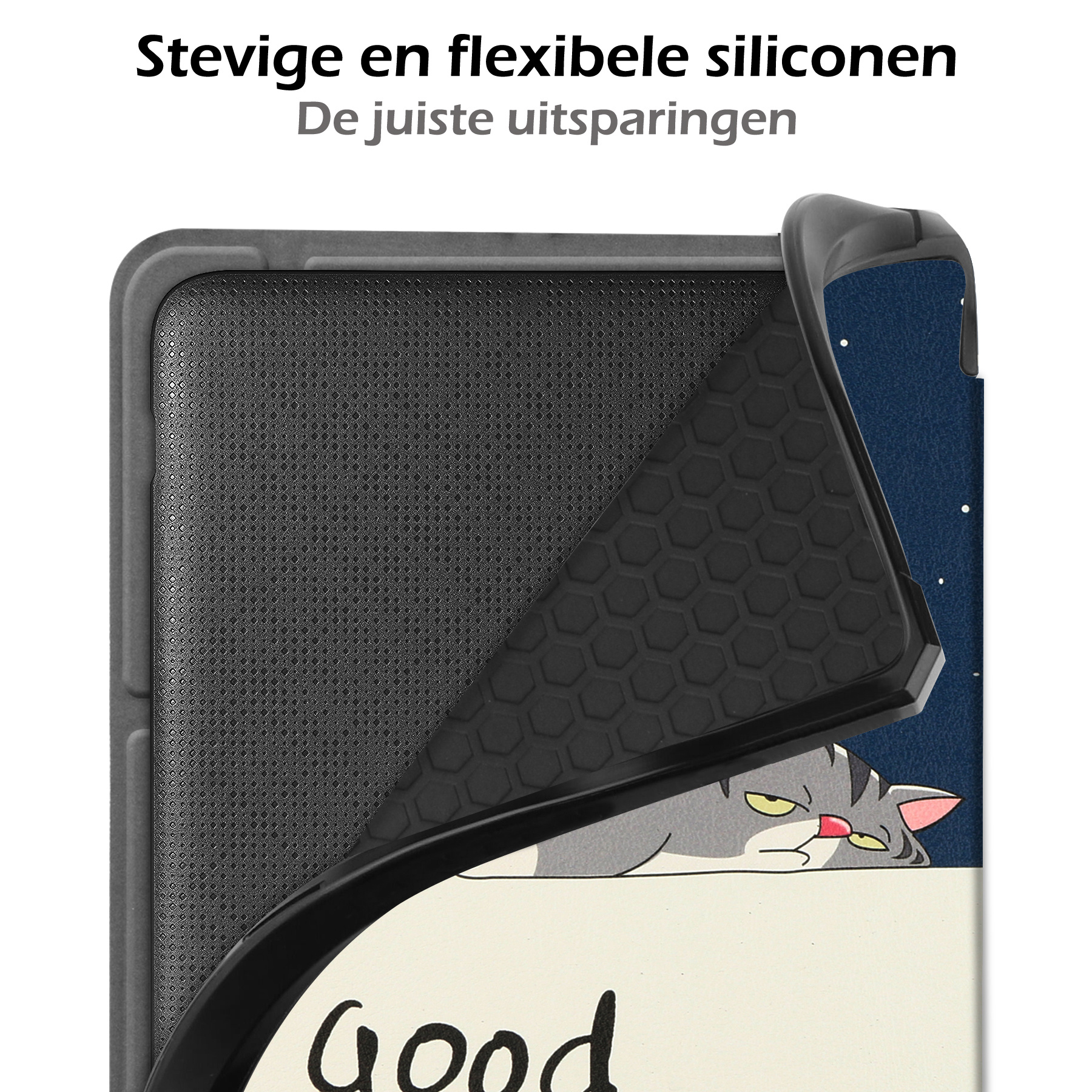 Nomfy Hoesje Geschikt voor Kobo Libra 2 Hoes Book Case - Hoes Geschikt voor Kobo Libra 2 Hoesje Book Cover Met Screenprotector - Kat