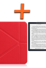 Nomfy Hoesje Geschikt voor Kobo Libra 2 Hoes Book Case - Hoes Geschikt voor Kobo Libra 2 Hoesje Book Cover Met Screenprotector - Rood