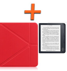 Nomfy Nomfy Kobo Libra 2 Hoesje Met Screenprotector - Rood