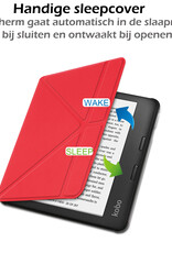 Nomfy Hoesje Geschikt voor Kobo Libra 2 Hoes Book Case - Hoes Geschikt voor Kobo Libra 2 Hoesje Book Cover Met Screenprotector - Rood